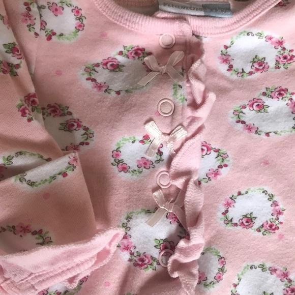 Preemie Pink Swiss Roses Ruffle Baby Sleeper Dress - Picture 4 of 8